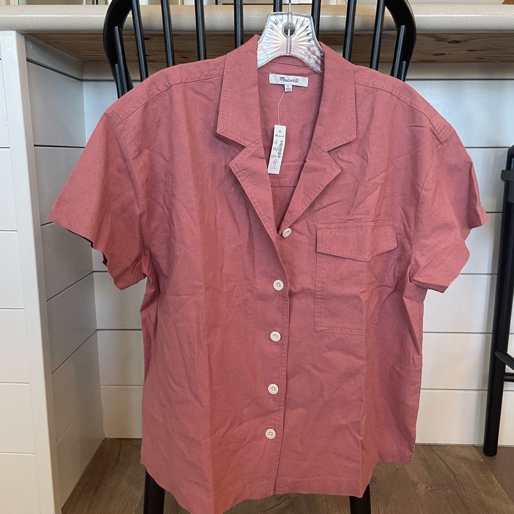 Madewell cropped button up t shirt